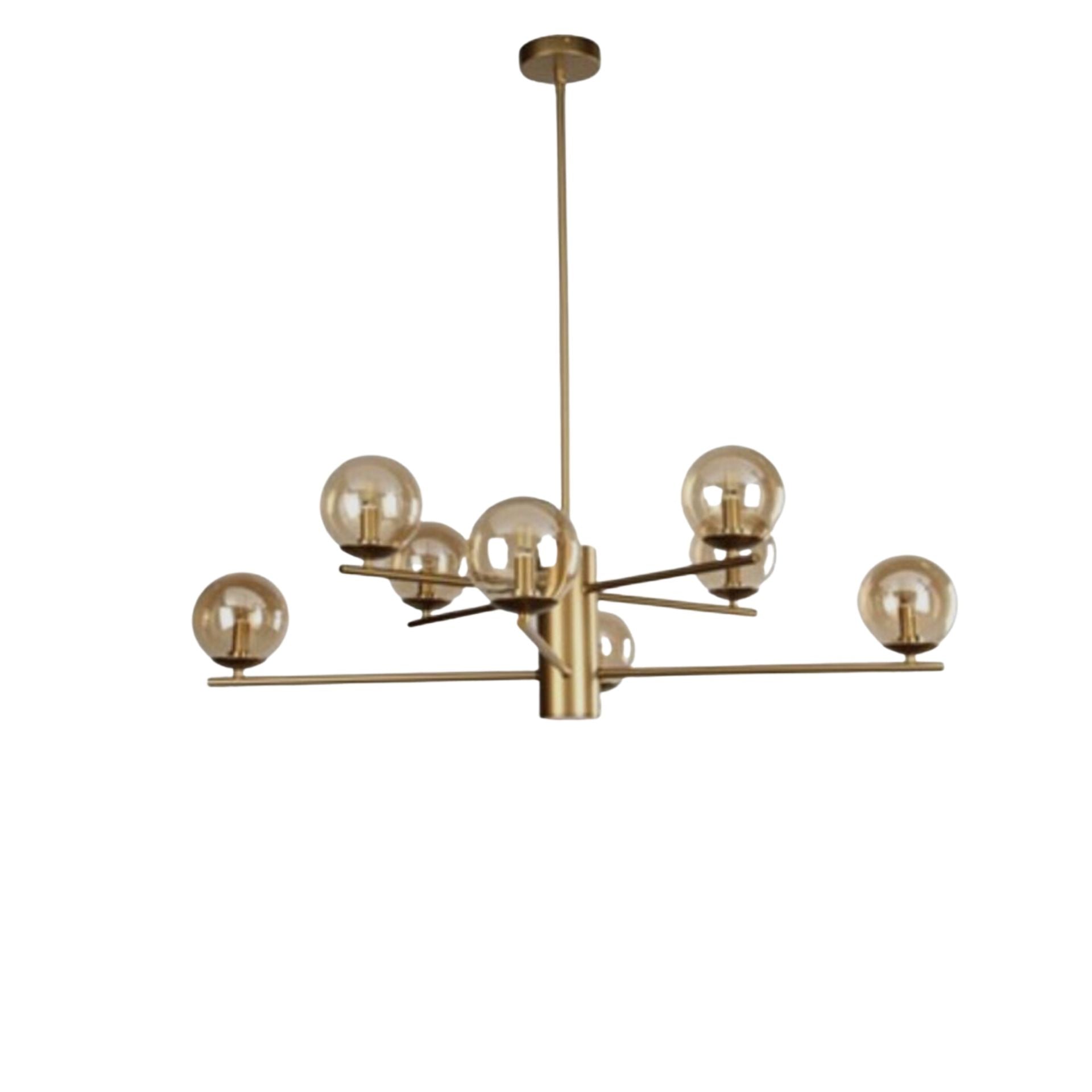 Pendant Lamp Gold with Clear Amber Glass 120v/60Hz