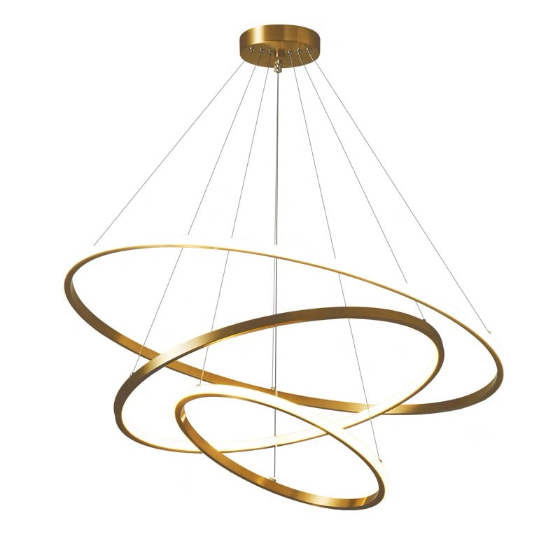 Pendant Lamp 3 Rings Gold 146W 120v/60Hz