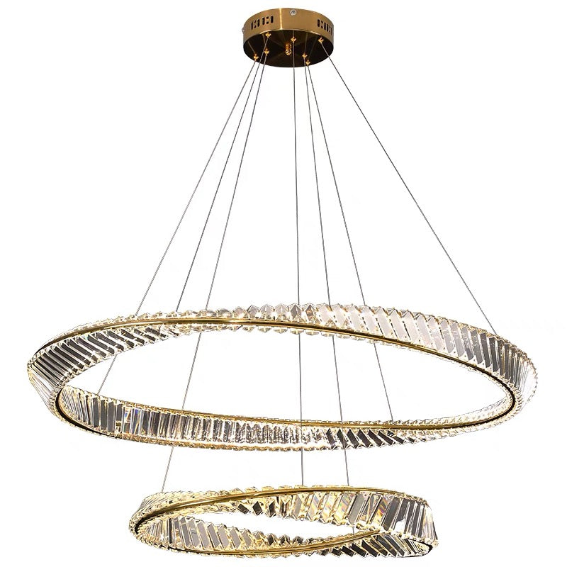 Pendant Lamp Crystal Double Ring D24in LED 3000k 32W 120v/60Hz
