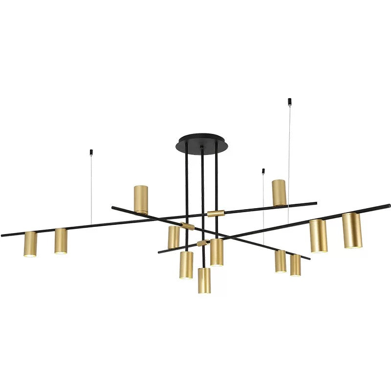 Pendant Lamp Black & Gold D39in 9 Bulbs E26 120v/60Hz