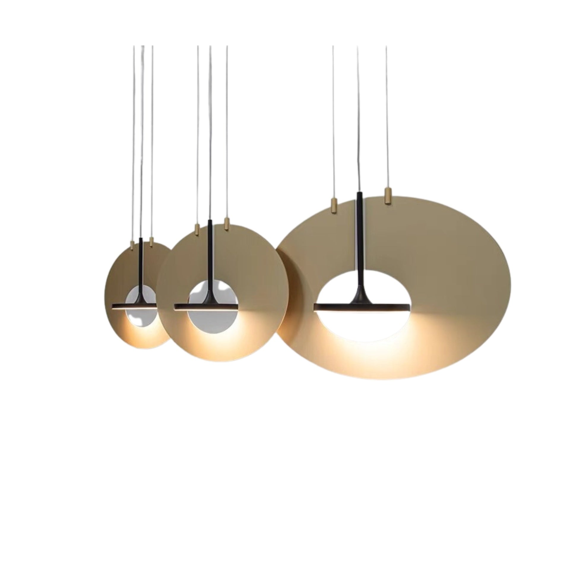 Black Pendant with Golden Rings Ø20in LED 3000K 120v/60Hz