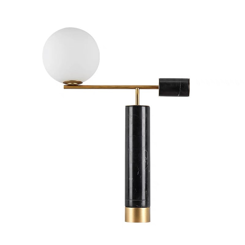 Table Lamp Black Stone with Frosted Globe and Gold Accents H25in G9x1 120v/60Hz