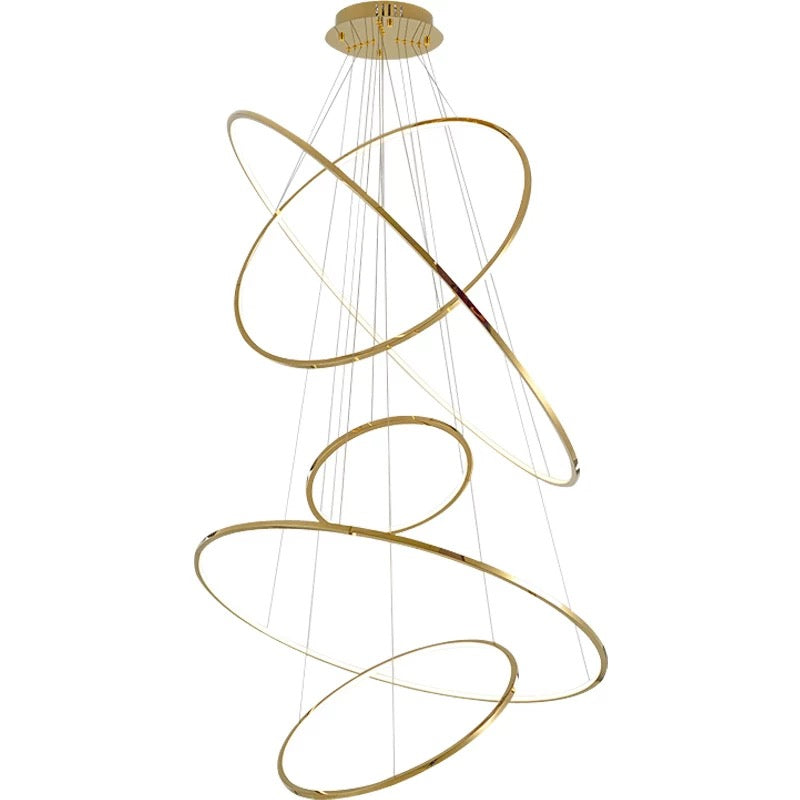 Pendant Lamp 5 Rings Chrome LED 3000K 120v/60Hz