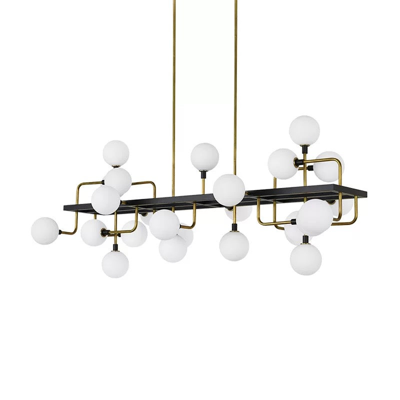 Pendant Golden with Black Lamp of 25 Frosted Globes L120cm G9x25 120v/60Hz
