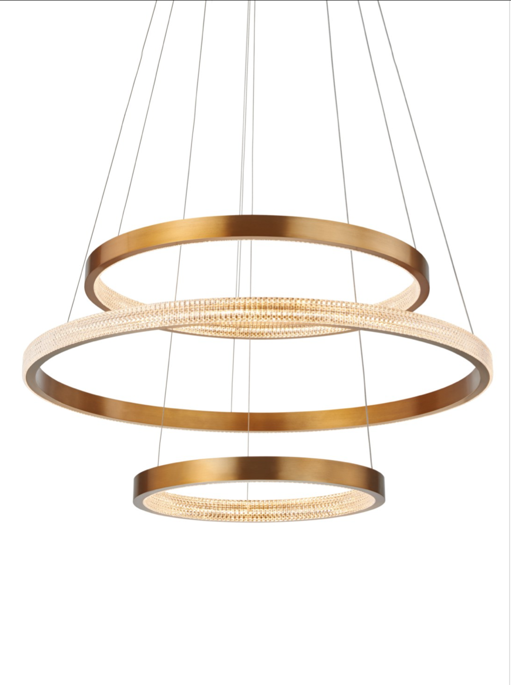 Golden Pendant with 3 Rings of 24in 31in 39in LED 3000K 120v/60Hz BNDL