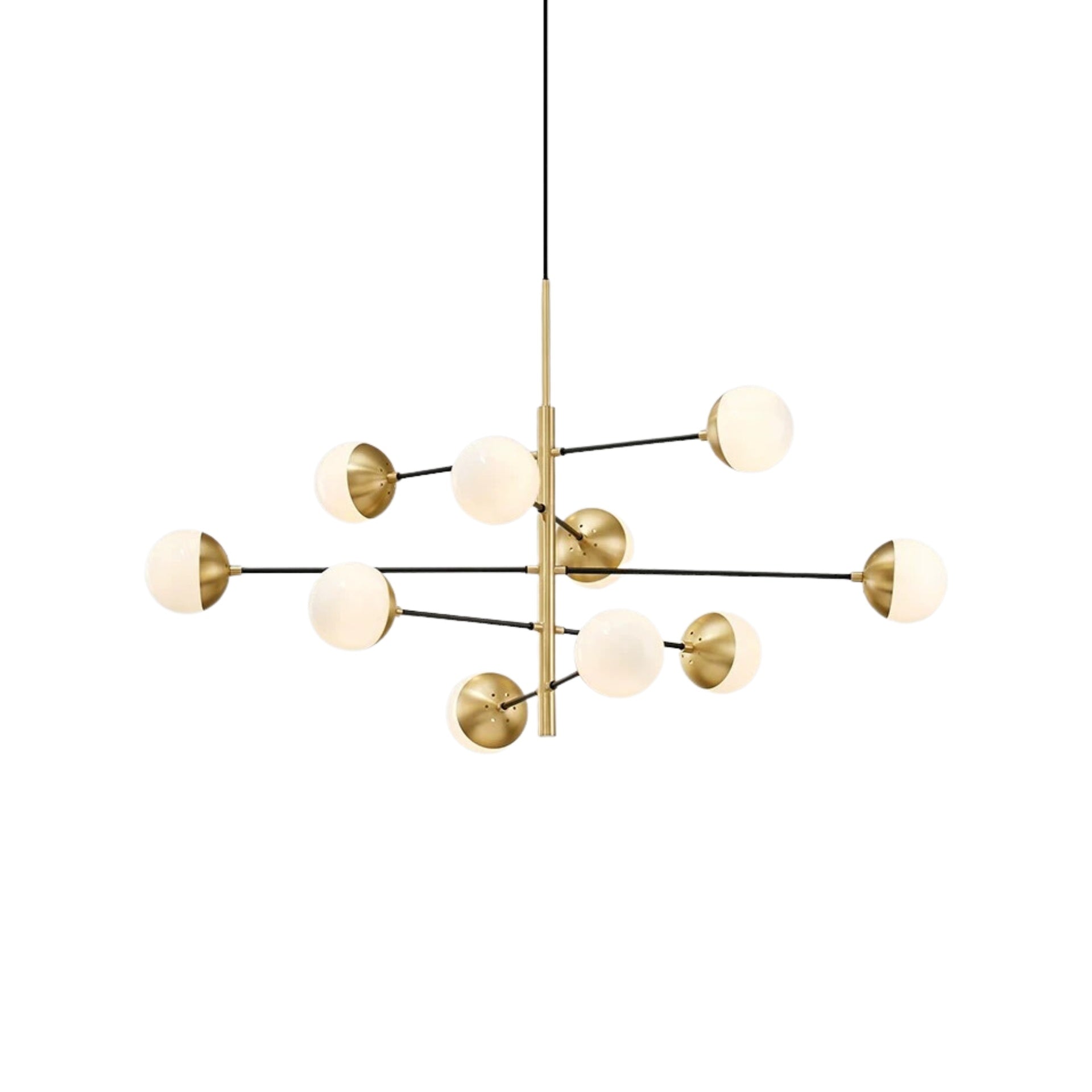 Pendant Lamp Golden Arms with Frost Globes D37in 8xG9 120v/60hz