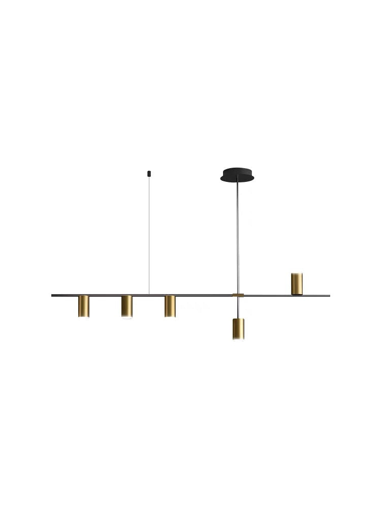 Pendant Lamp Black & Gold D39in 9 Bulbs E26 120v/60Hz