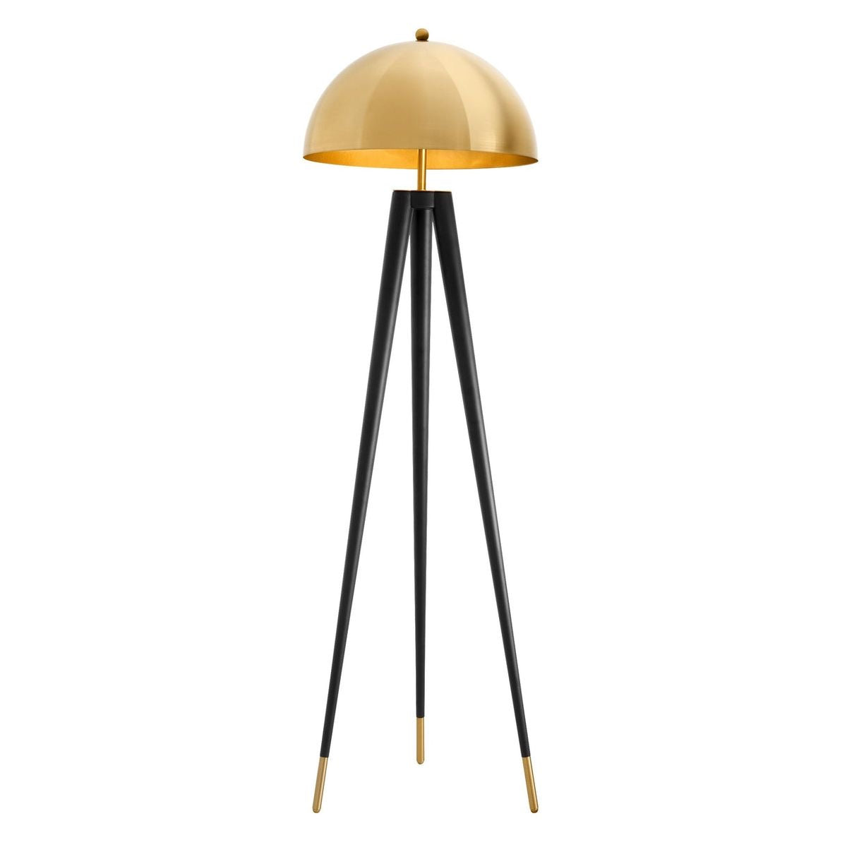 Floor Lamp Black Body and Gold Shade H59in E26x3 120v/60Hz 1/2