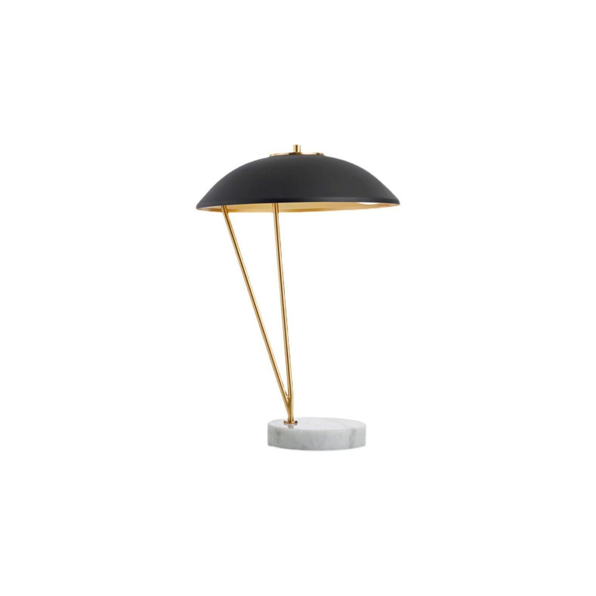 Table Lamp White Base with Gold Accents and Black Shade H19.5in E26x1 120v/60Hz