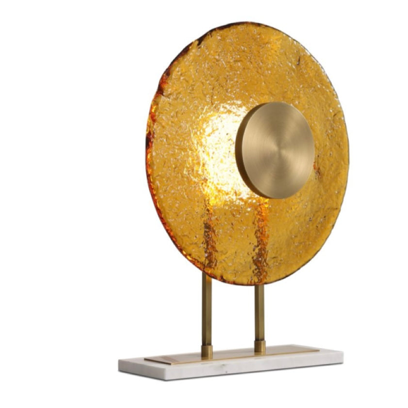 Table Lamp with Marble base and Golden Disc D14in LED 3000K 8W 120v/60Hz
