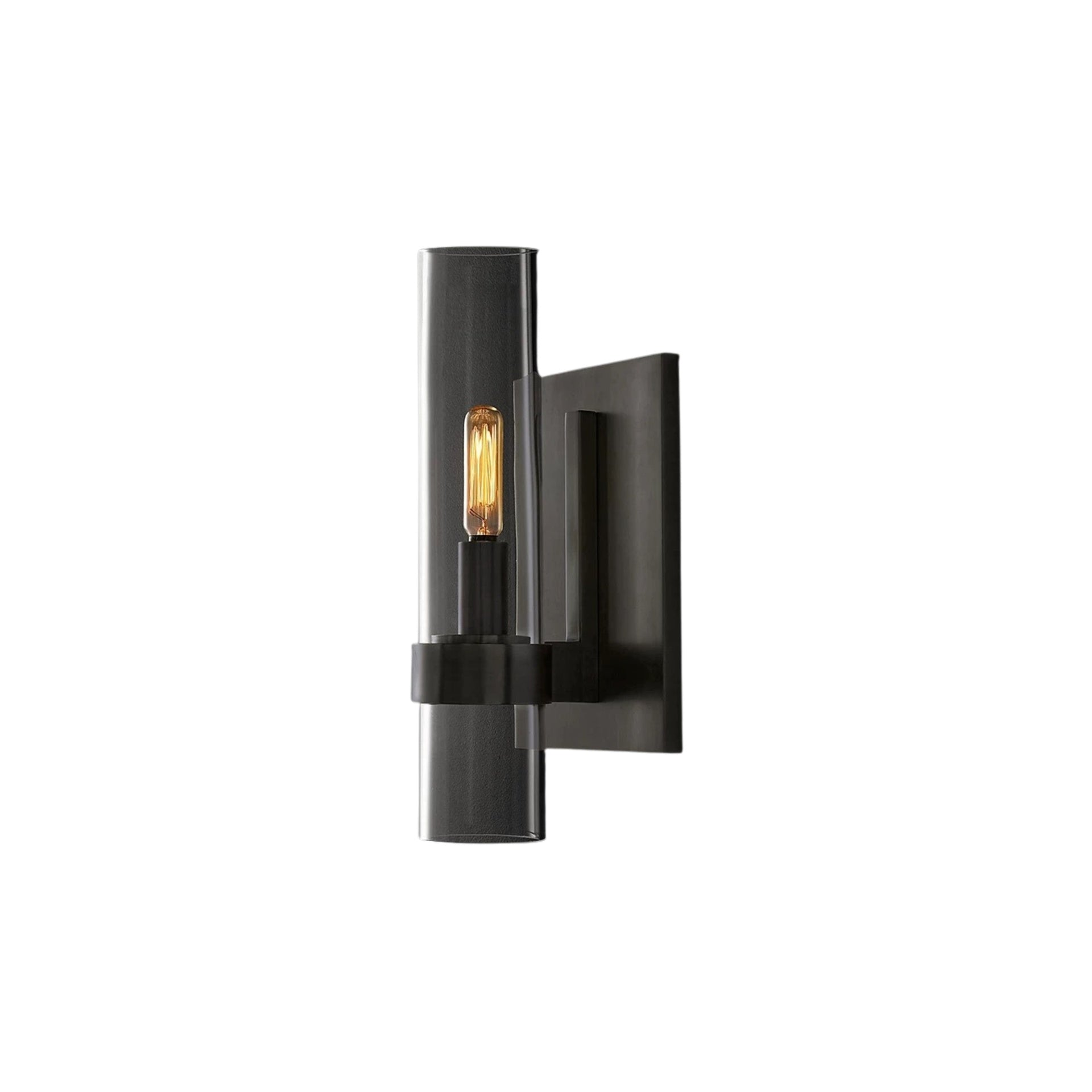 Black Wall Light with Clear Cylinder H12in 120v/60Hz