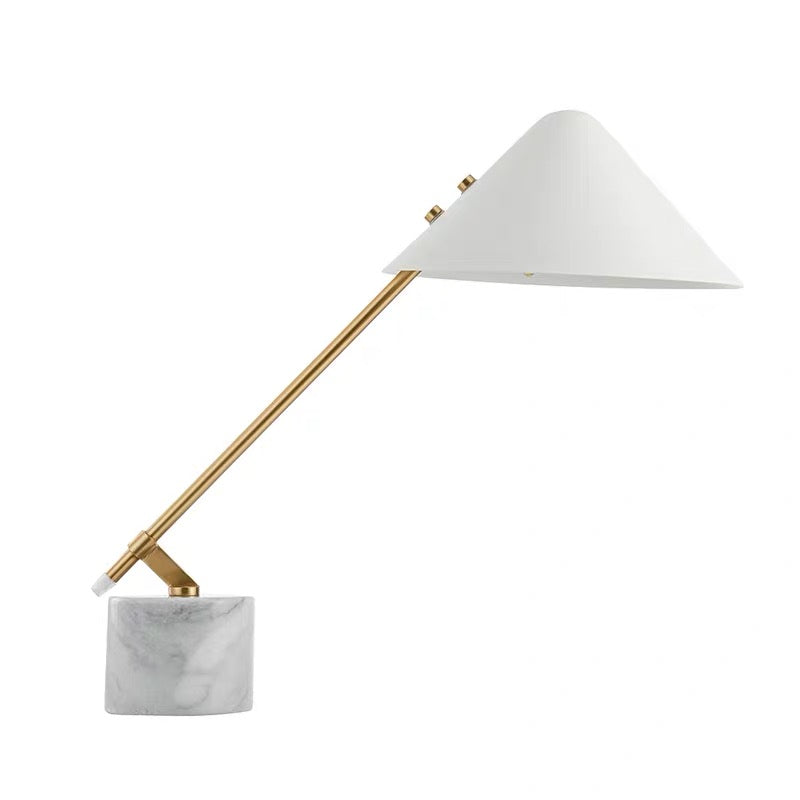 Table Lamp White Stone Base with White Shade and Gold Accents H25in G9x1 120v/60Hz