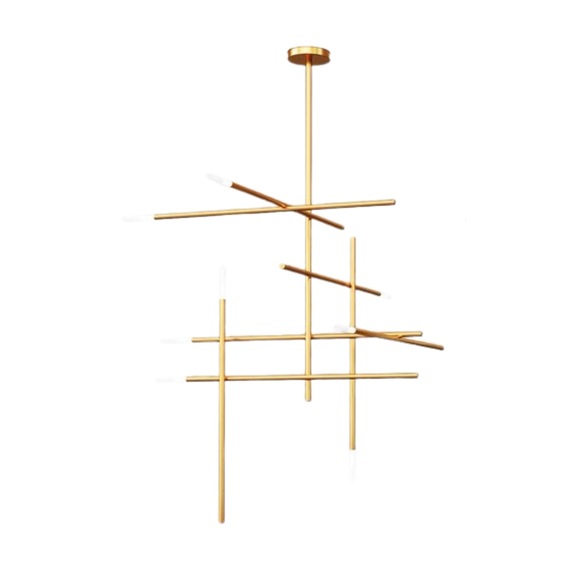 Pendant Lamp Gold Metal Tubes G4x8 120v/60Hz