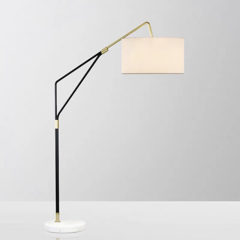 Floor Lamp Black Iron with  Brass Accents and White Stone Base H68in E26X1120v/60Hz 1/2