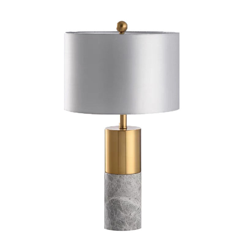Table Lamp Grey Stone with Grey Shade and Gold Accents H24.5in E26x1 120v/60Hz