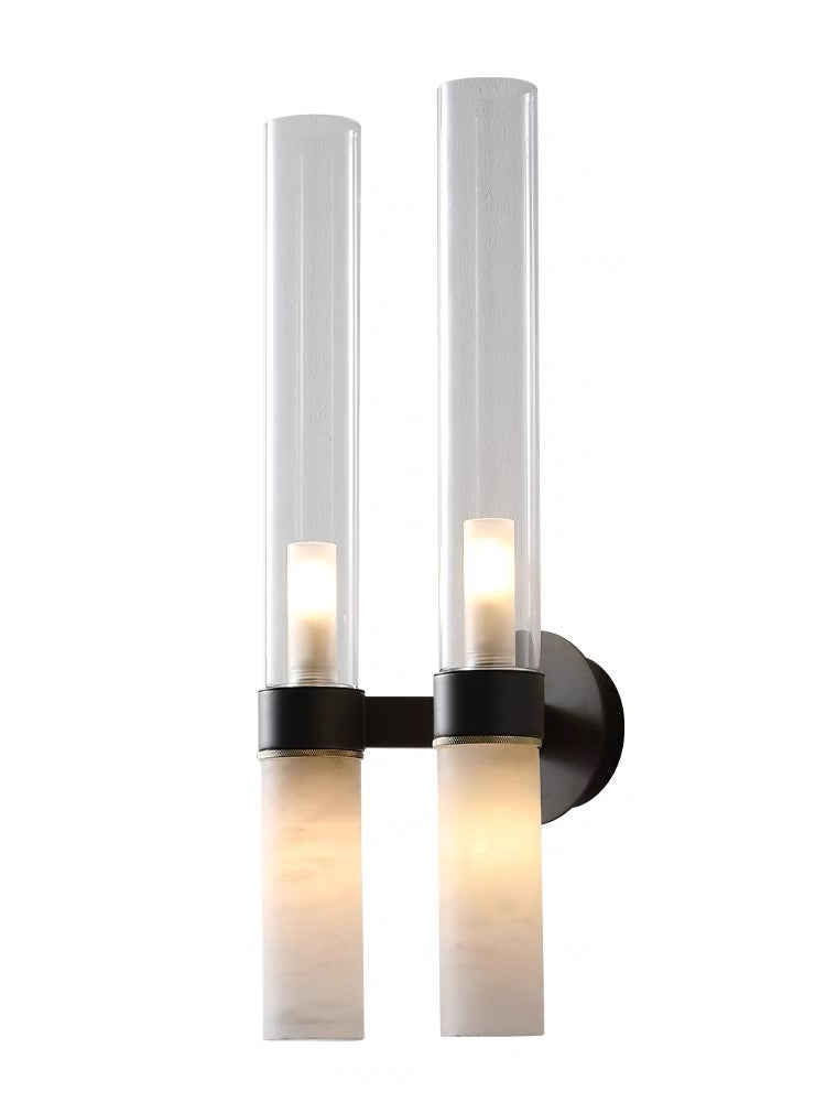 Black Cylinder Wall Light Clear with Frost H6in G9x4 120v/60Hz